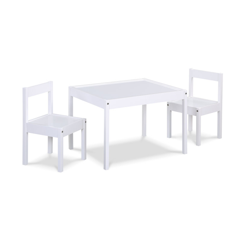 White Solid Wood Kids Table and Chair Set