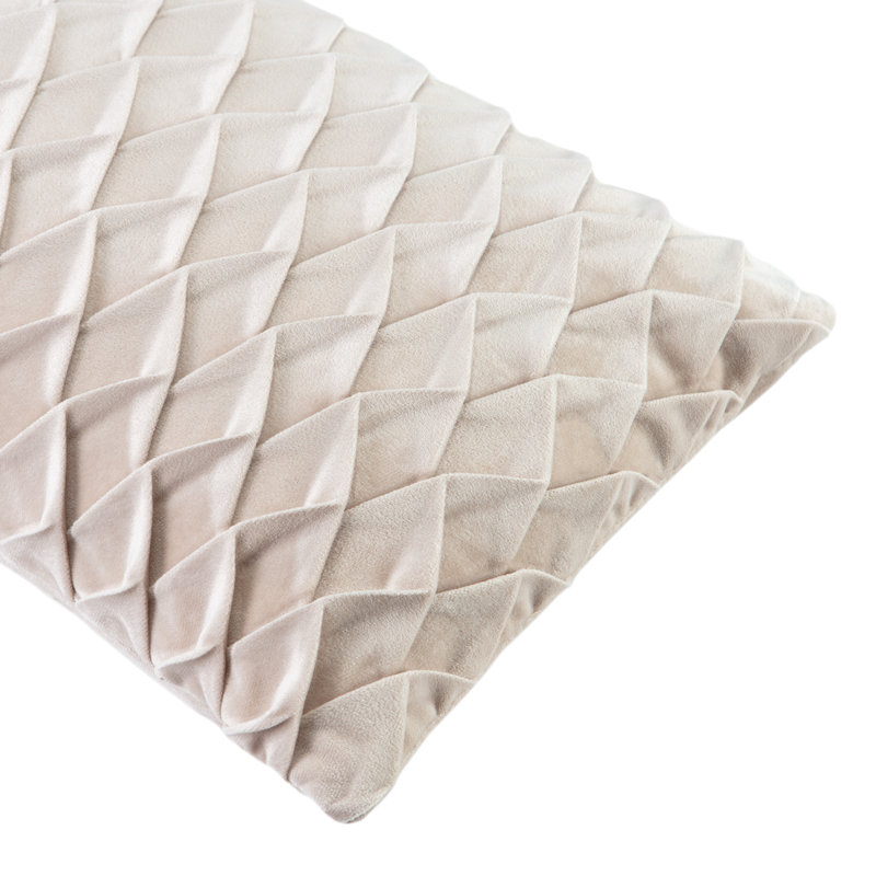 Chanasya Beige Pleated Velvet Throw Pillow Cover Set