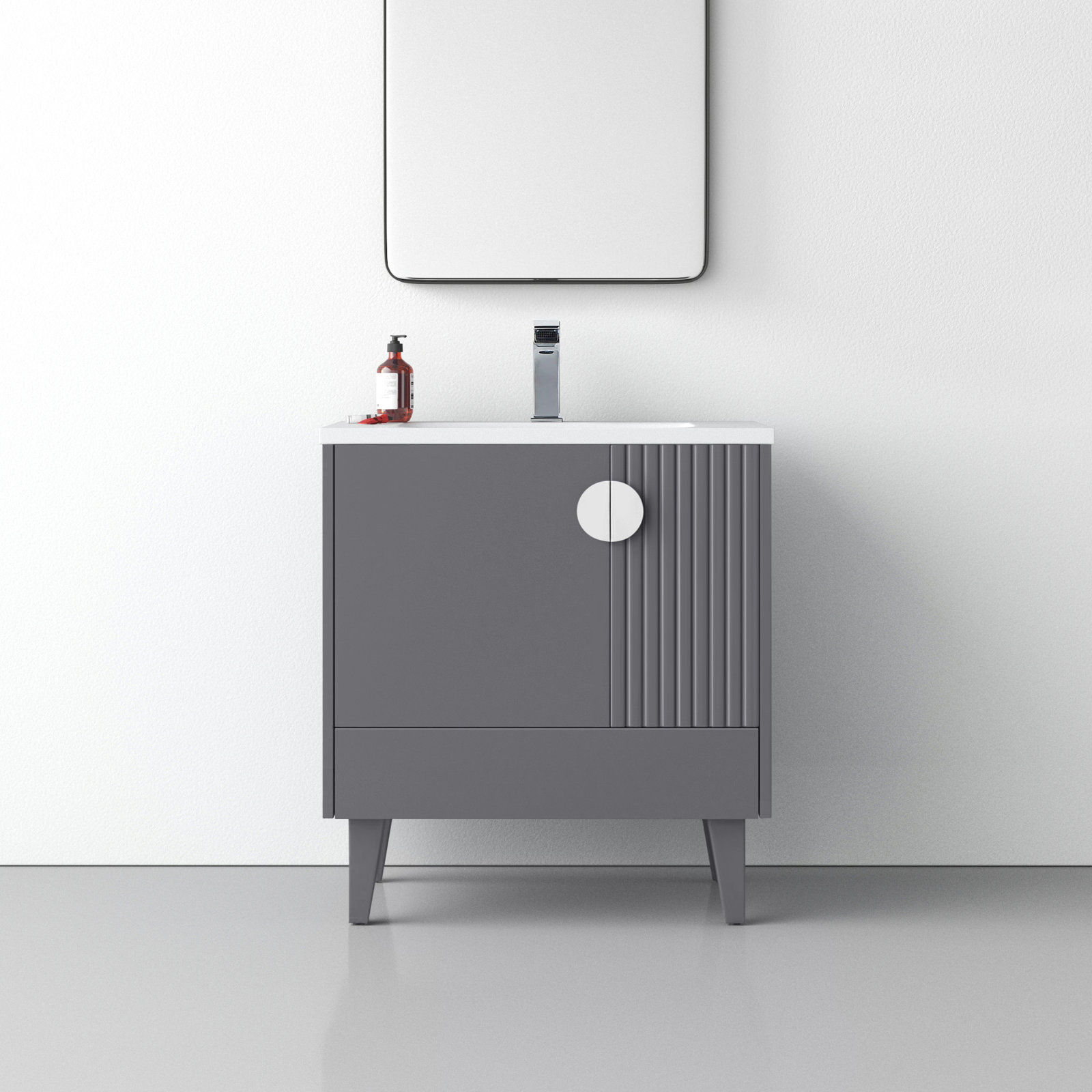 Saimah 30'' Single Bathroom Vanity, Polished Chrome, Rock Gray