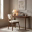 Ensemble de 2 chaises de salle à manger de style moderne du milieu du siècle, chaises d'appoint de cuisine rembourrées en tissu avec pieds en bois massif et dossier incurvé ergonomique, beige