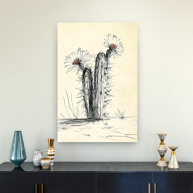 Cactus, fleur de cactus organique élégante, 36" H x 24" W