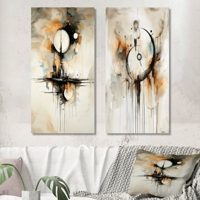 «Celestial Balance I», impression d'art mural géométrique abstrait moderne 2 pièces