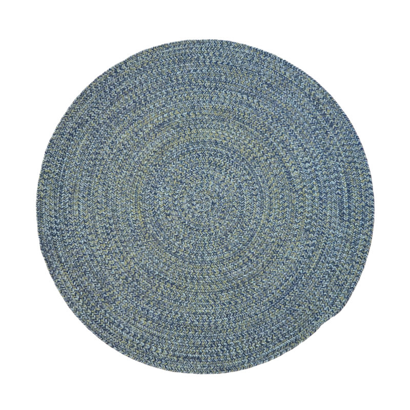 Tapis rond en tweed bleu côtier Tanzeer, Rond 7 pi
