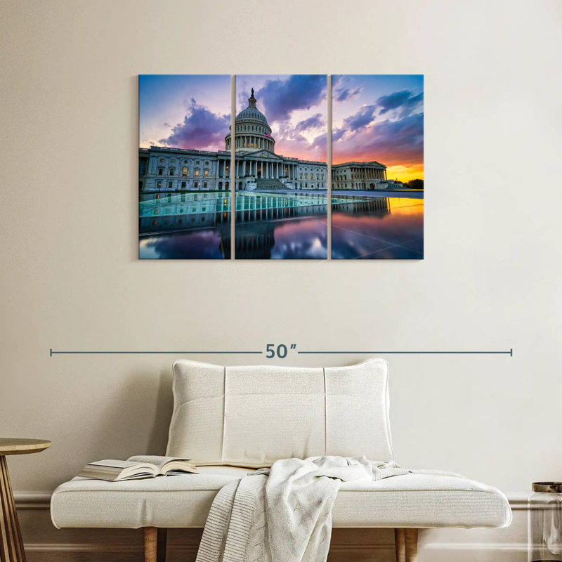 Lilie US Capitol Sunset Reflection, 24" H x 38" W