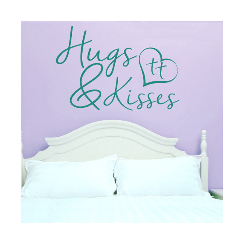 Hugs and Kisses Wall Sticker, Medium, Aqua Green