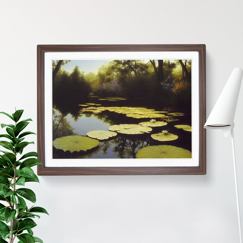 Spectacular Water Lily Pond - Framed Print, 34cm H x 46cm W x 2cm D, Walnut