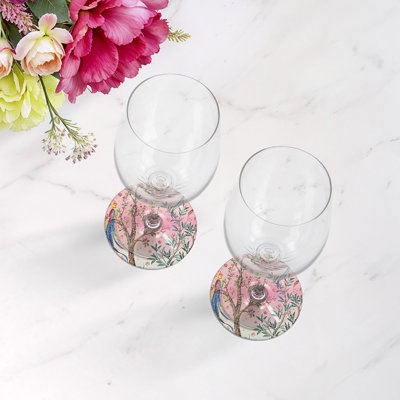 Resplendent Quesal Prism Vegan Leather Round Coasters