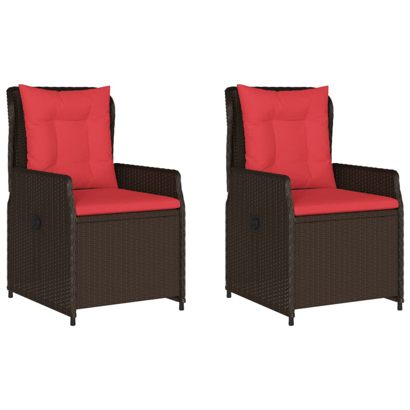  Chaise de patio inclinable, brun, rouge, Rouge, Brun