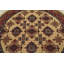 Tapis décoratif en laine ronde beige/rouge de conception unique 6 pi 8 po x 6 pi 6 po Kazak noué à la main