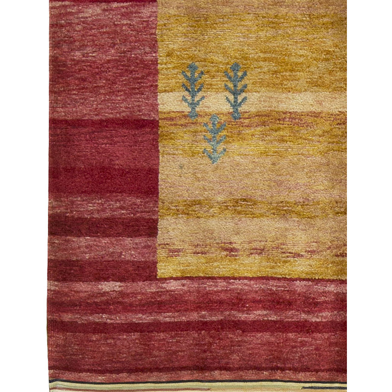 Moroccan Hand-Knotted Wool Red/Yellow Area Rug