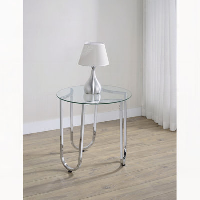 Chrome Round Glass Top End Side Table