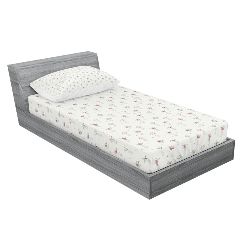 Microfiber Floral Sheet Set, Twin Sheet Set with Fitted Sheet