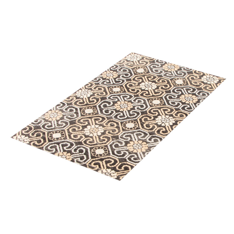 Tapis noir unique noué à la main One Of Kind 3 pi 0 po x 4 pi 9 po