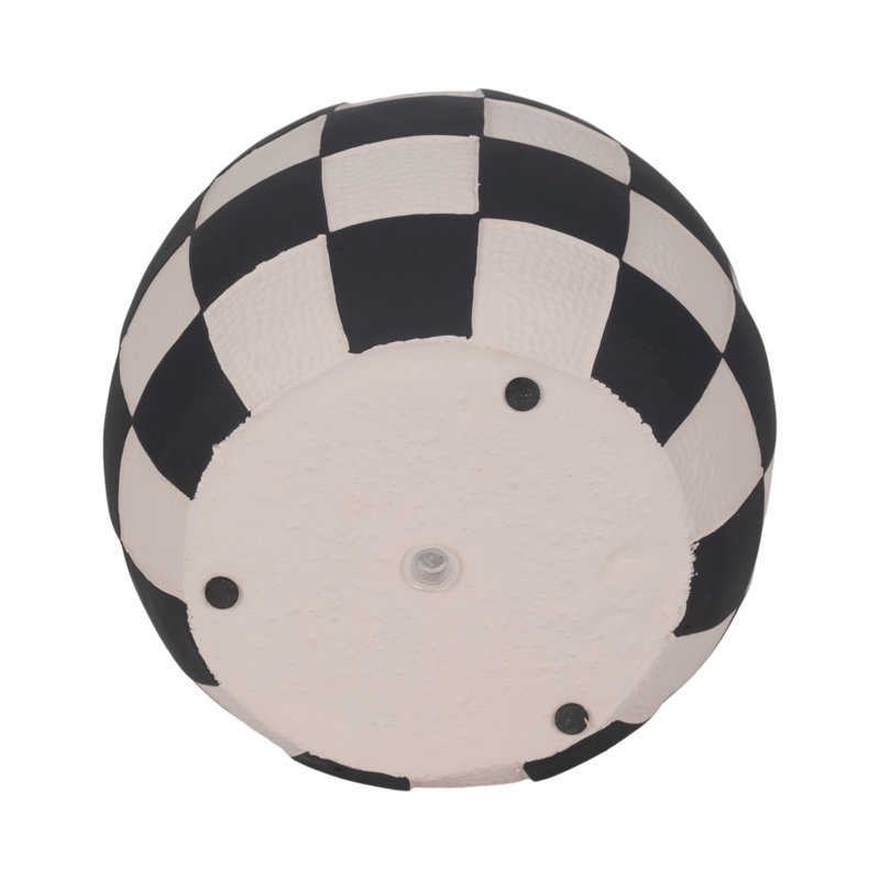 Sagebrook Home 8" Checkerboard Rounded Planter, Black/White, 7" H x 8" W x 8" D