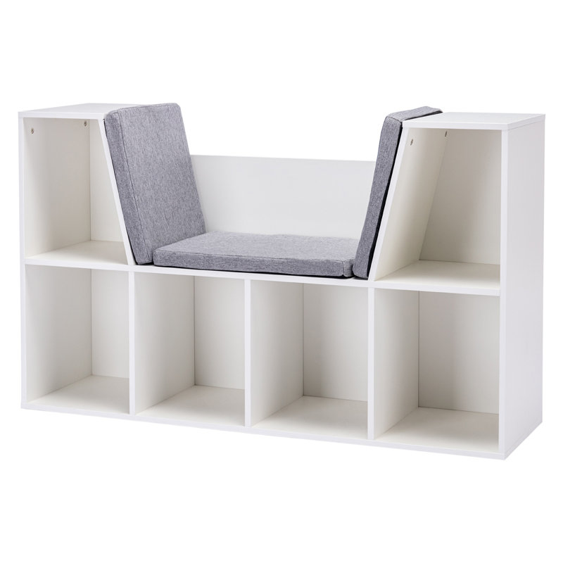 Bibliothèque pour enfants avec coin lecture et siège rembourré HOMcom, White