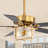 52 Inch Ceiling Fan With Light, Ceiling Fan With 5 Blades, Hammered Glass Shade, Remote Control, Reversible Motor For Living Room Bedroom Dining Room-723923216-723923223