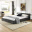 Grand lit tapissier, tissu gris épais, conception plissée, tête de lit, sans sommier, base plateforme, cadre de lit à assemblage simple, revêtement en chenille, style, fabrication, facile à utiliser avec les matériaux-1996279354