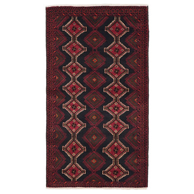 Teimani Black, Red Rug 3'5" x 6'1"