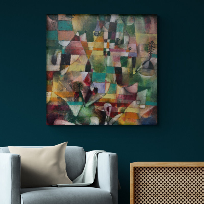 Landscape with the Yellow Church Tower by Paul Klee - 1 Piece Wrapped Canvas Wall Art, 97cm H x 97cm W x 4cm D