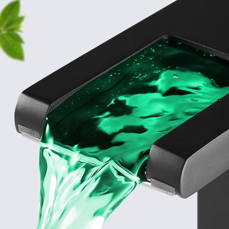 Robinet pour vasque de salle de bain Waterfall, Noir mat