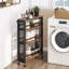 Keyana Narrow Wood and Metal Rolling Cart Kitchen Cart
