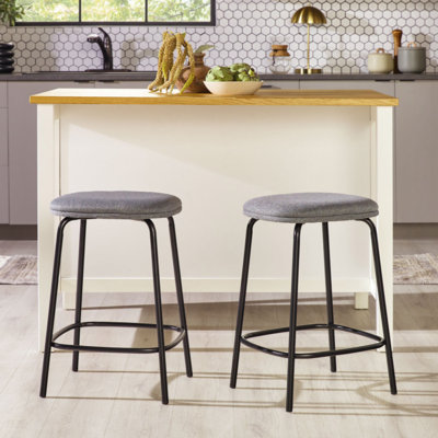Upholstered Counter Stool with Metal Frame