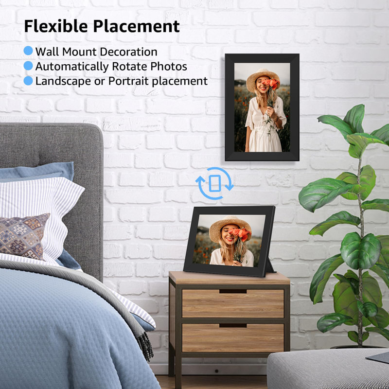 Frameo 10.1" WiFi Digital Picture Frame - Auto Rotation & SD Card Backup