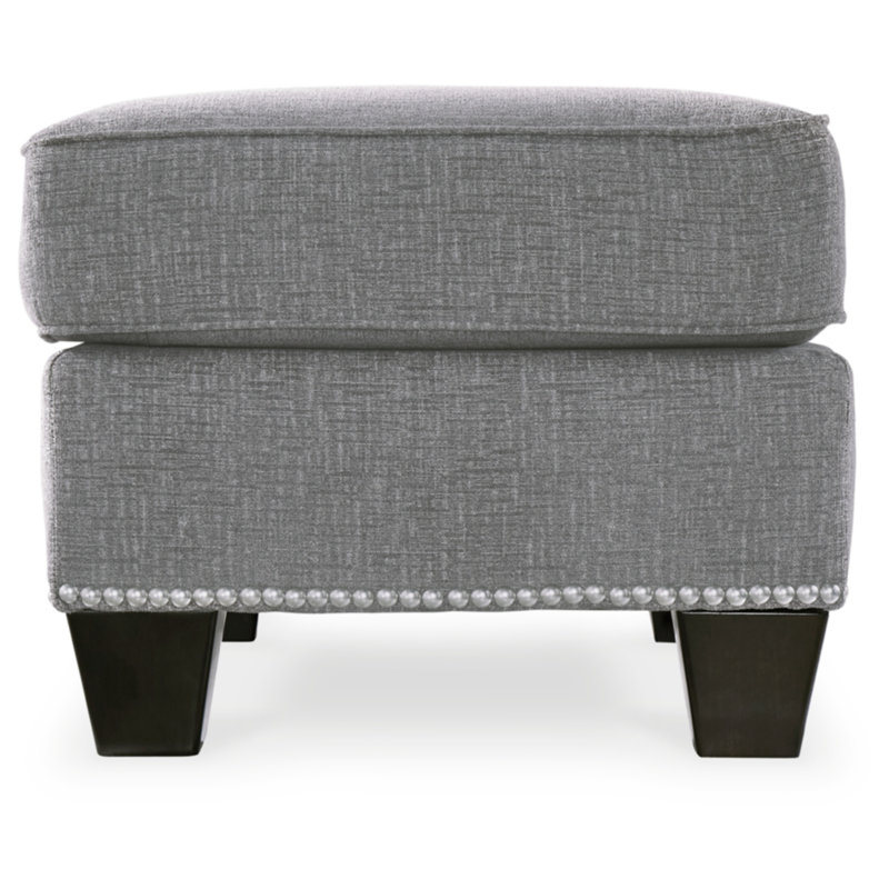 Barrali 33" Gray Chenille Rectangle Ottoman with Nailhead Trim