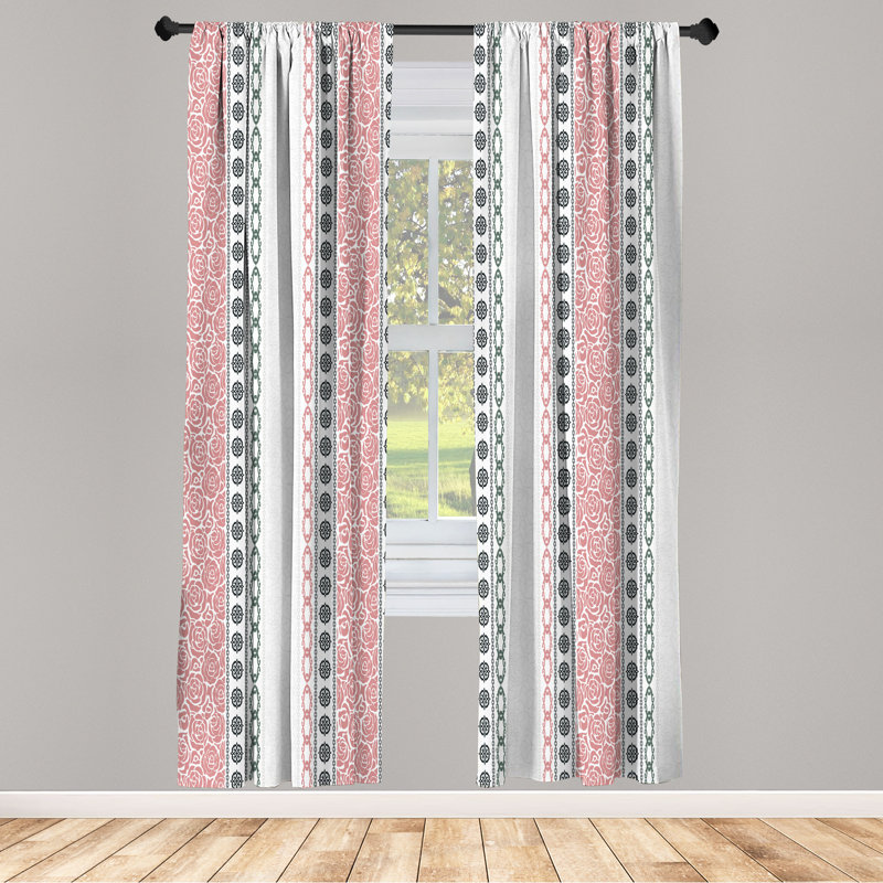 Dakota Fields Rose Curtains, Art Classical Victorian Motifs, Pastel Pink, 28" W x 84" L