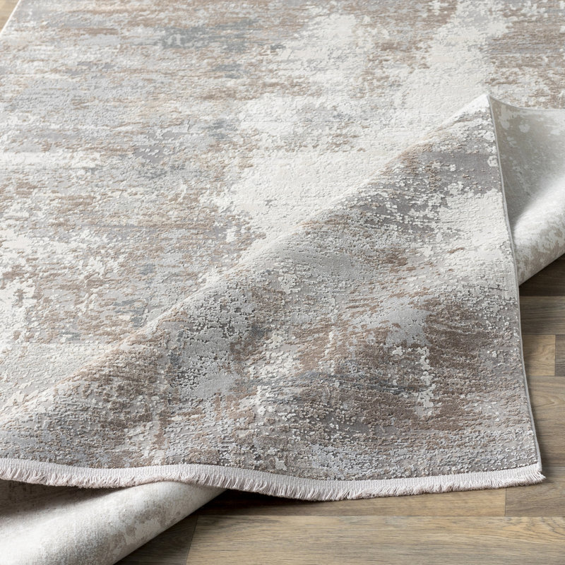 Tapis taupe / gris tissé à la machine Bannock, Rectangle 2 pi x 3 pi
