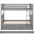 Twin Over Twin Bunk Bed With Drawers, Convertible Beds, Gray-800285278