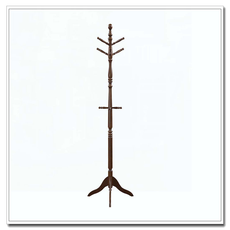 Portemanteau en bois massif, 10 crochets, Marron foncé