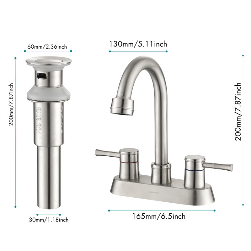 Centerset 2-handle Bathroom Faucet with Drain Assembly