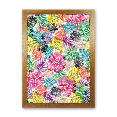 Tropical Monstera Leaves Multicolored 1 Piece Wall Art