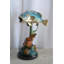 Sculpture de poisson bronze sur récif de corail et base en marbre 18 po x 10 po x H 26 po