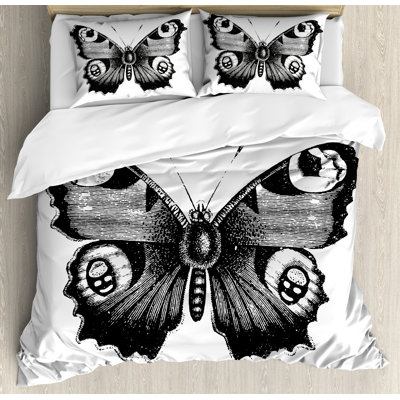 Decorations Vanessa Peacock Butterfly Vintage Wildlife Nature Artwork Duvet Cover Set -  Ambesonne, nev_38164_queen