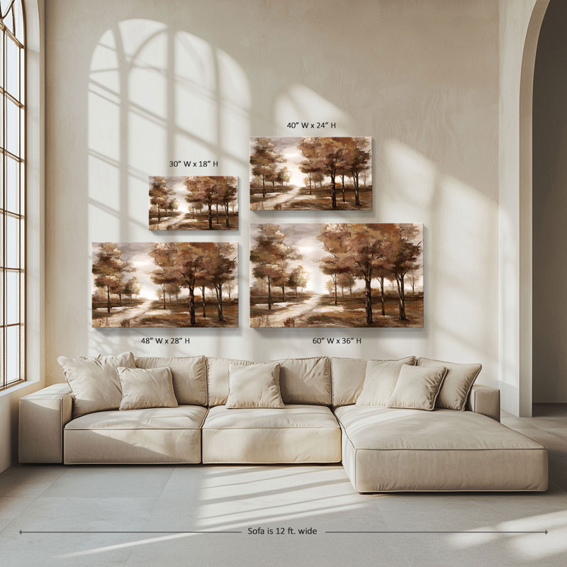 "Fall Park" by Nan Print on Canvas, H 18 po x l 30 po x P 1 po