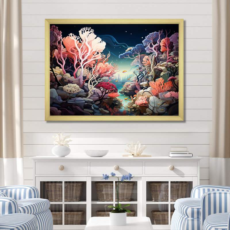 Coral World Expression I sur impression sur toile, H 30 po x l 40 po x P 1,5 po, Encadrement doré