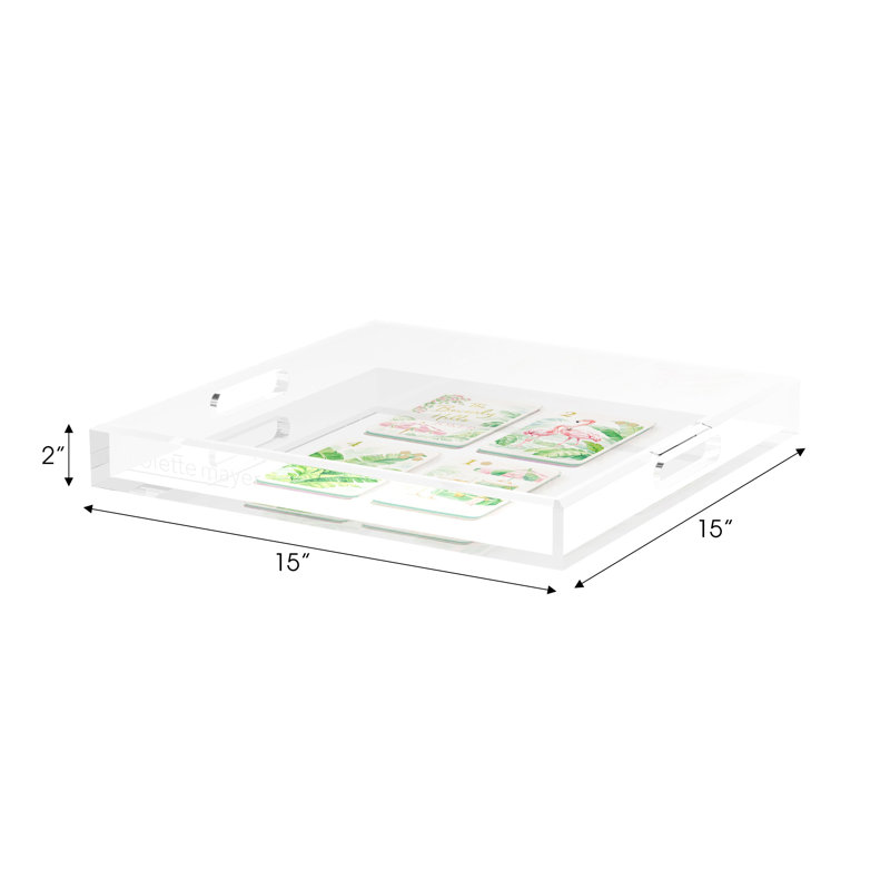 Mahjong Acrylic Decorative Tray, 15"W x 15"D x 2"H