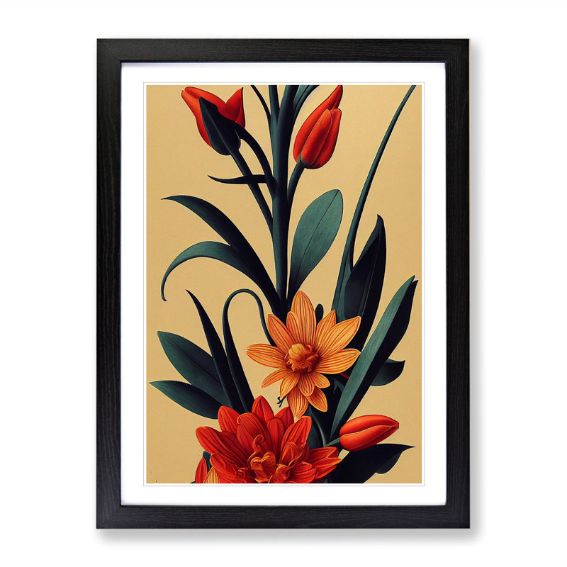 The Passionate Flowers - Single Picture Frame Print, 64cm H x 46cm W x 2cm D, Black Framed