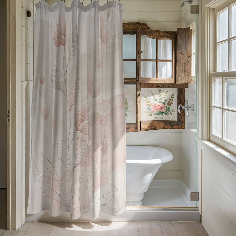 Rideau de douche 1 pièce Pink Wabi Sabi Designs, H 74 po x l 71 po