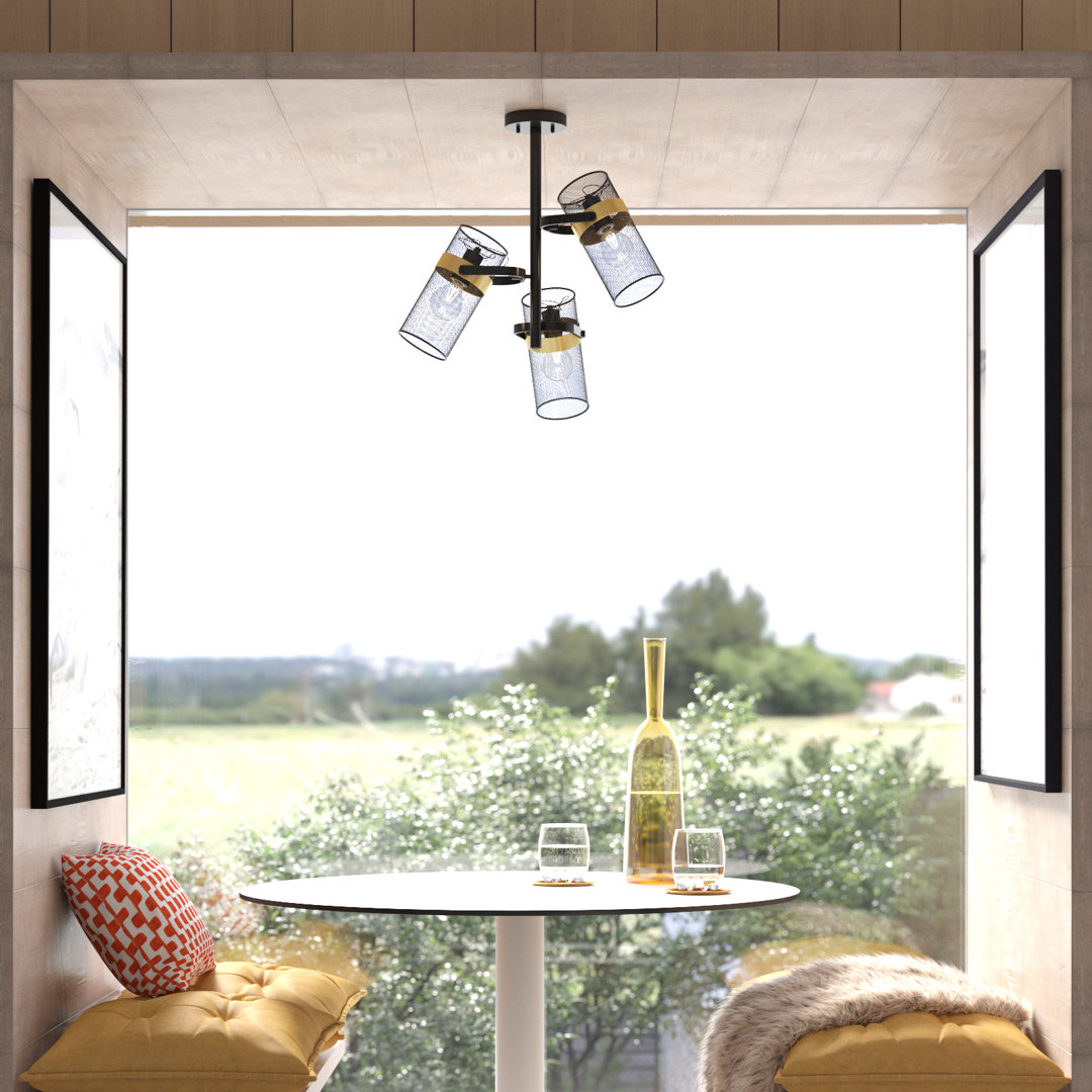 21"H Prendergast Ceiling Light with Black Metal Shades Trent Austin Design®