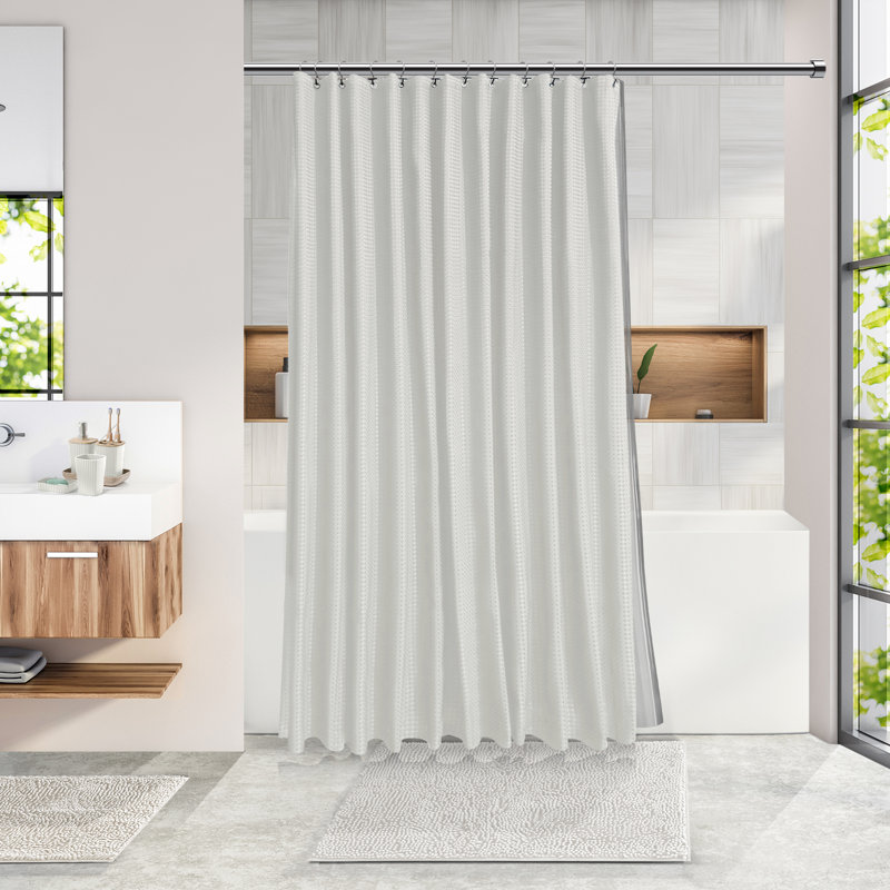 Complete 22 Piece Bathroom Accessory Set with Bath Rugs, Shower Curtain Set, Liner, and Hooks, White