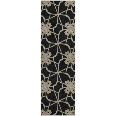 Premium Machine Washable Prisco Black Rug