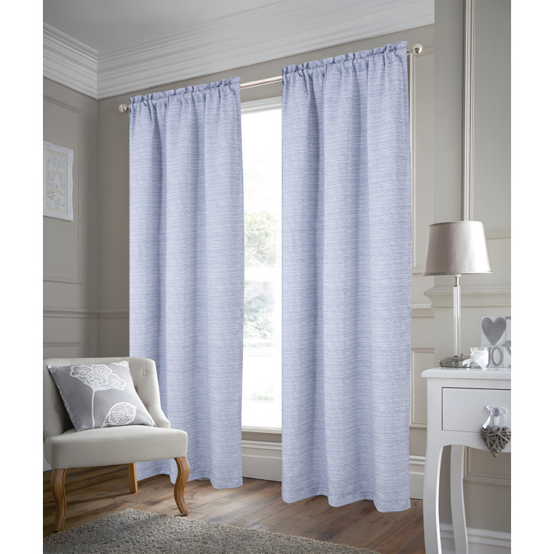 Rideau isolant à rayures tissées Marion, Wedgewood, 37 po x 84 po, 2