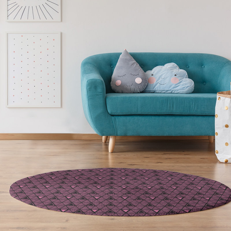 Chenille Geometric Indoor Rug, Round 5'