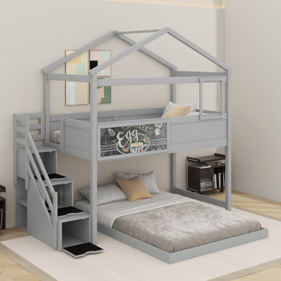 Twin Over Full House Bunk Bed With Blackboard