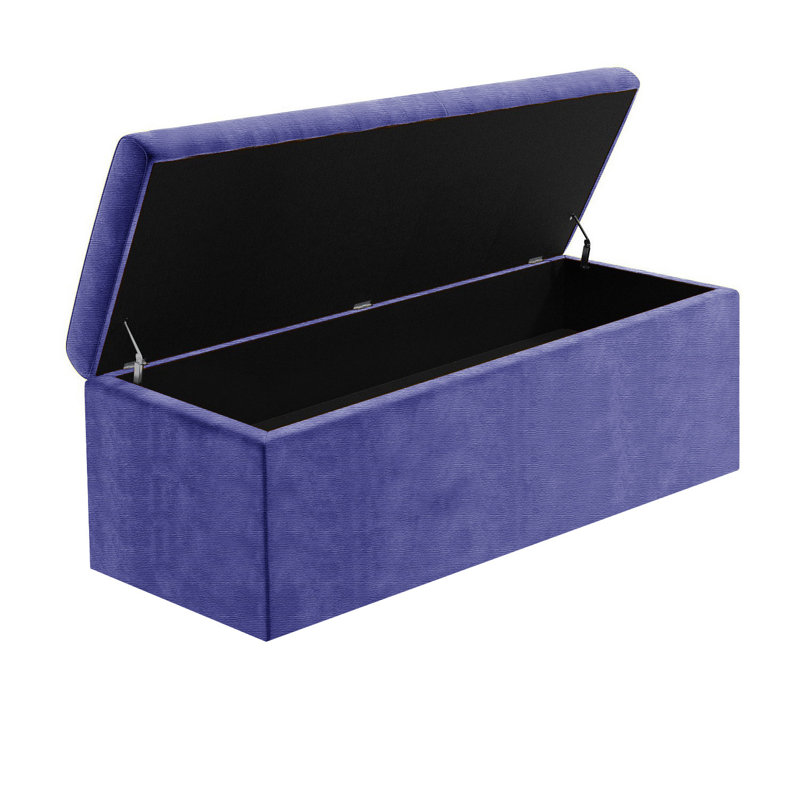 Safar Large Ottoman Storage Box with Plain Lid - Naples Upholstered Blanket Box - Multi- Functional Storage Box, Blue Naple