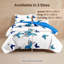 Ensemble de couvre-lit réversible 3 pièces en microfibre bleu royal à motif papillon avec 2 taies d'oreiller-129359466