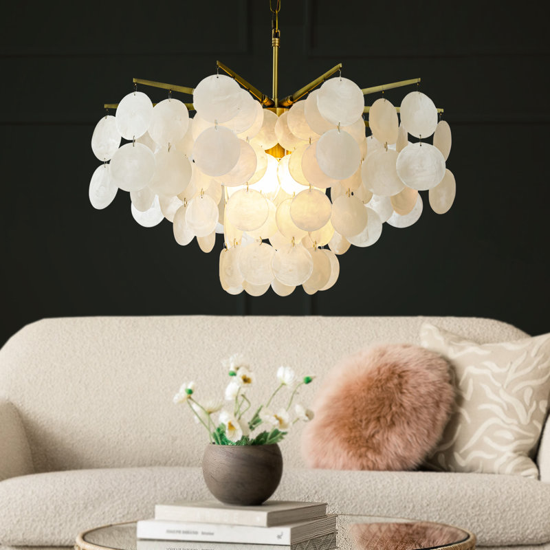 Lustre 4 lumières Camiz Coastal Capiz Tierd Camisa, H 15 po x l 22 po x P 22 po, 4
